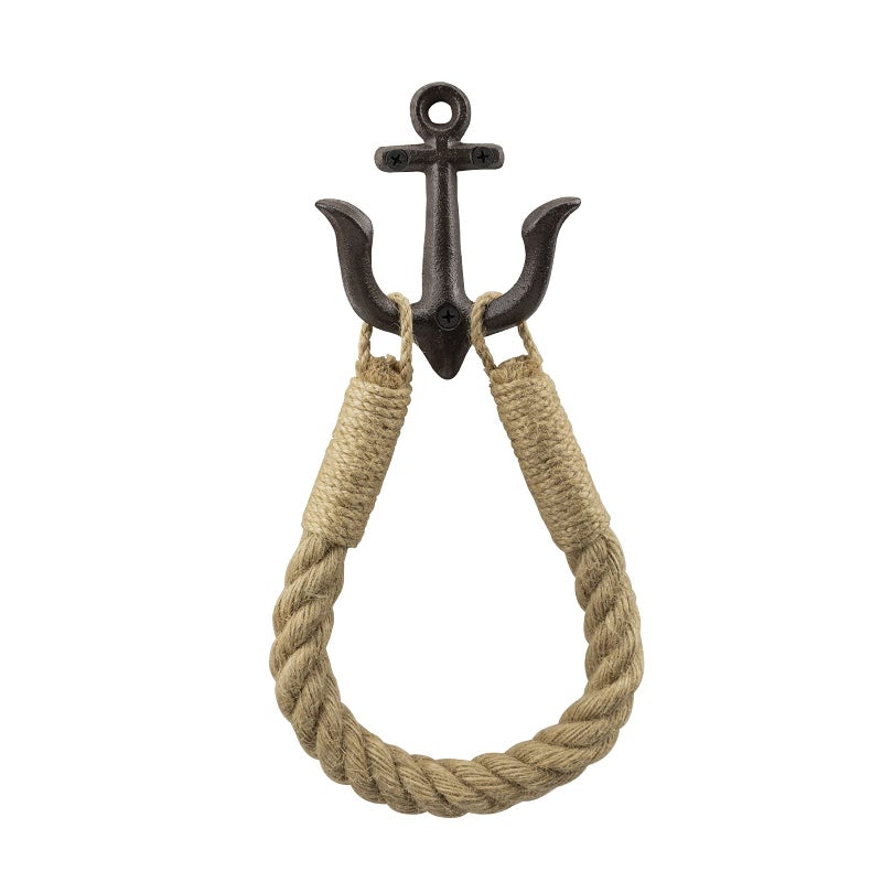 ROXLLGJC Nautical Rope Toilet Paper Holder Coastal Towel Holder with Metal Hook for Bathroom Decor (Black) - Image 4